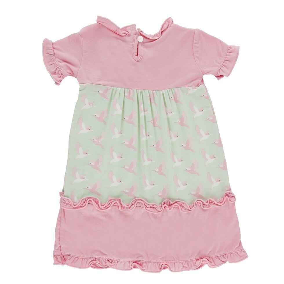 Print Bamboo Short Sleeve Tea Dress, Aloe Kingfisher - Image 2