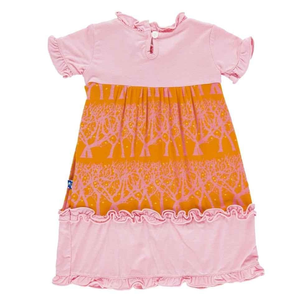 Print Bamboo Short Sleeve Tea Dress, Sunset Fireflies - Image 2