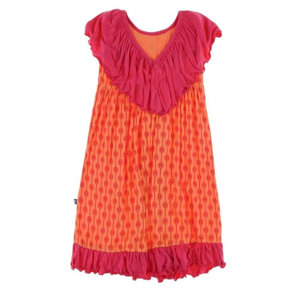 Print Bamboo Villa Dress - Nectarine Leaf Lattice - Image 2