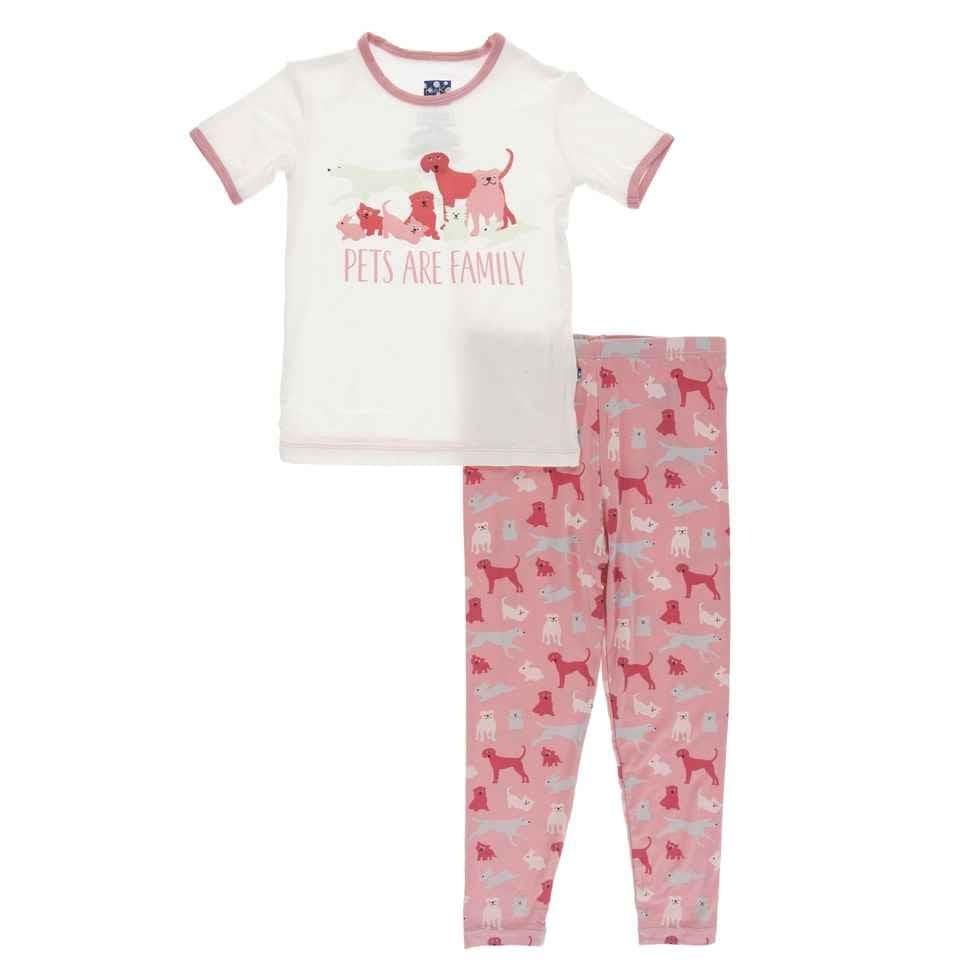 Print Bamboo Short Sleeve Pajama Set - Strawberry Domestic Animals