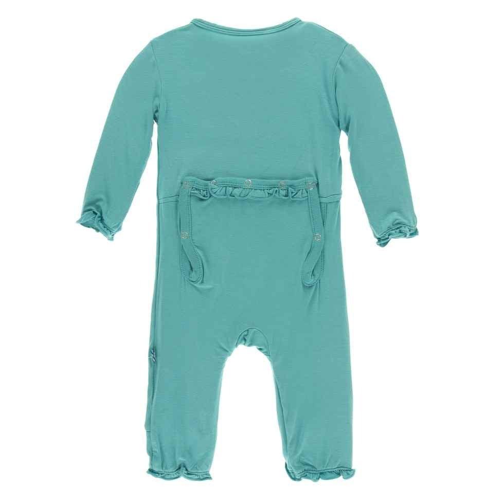 Solid Bamboo Classic Ruffle Coverall with Zipper - Neptune - Image 3