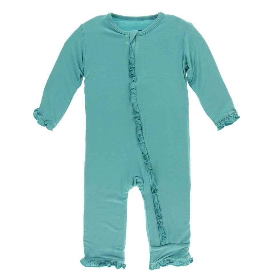 Solid Bamboo Classic Ruffle Coverall with Zipper - Neptune - Image 5