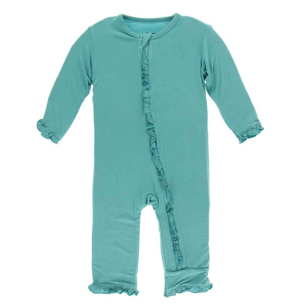 Solid Bamboo Classic Ruffle Coverall with Zipper - Neptune - Image 6