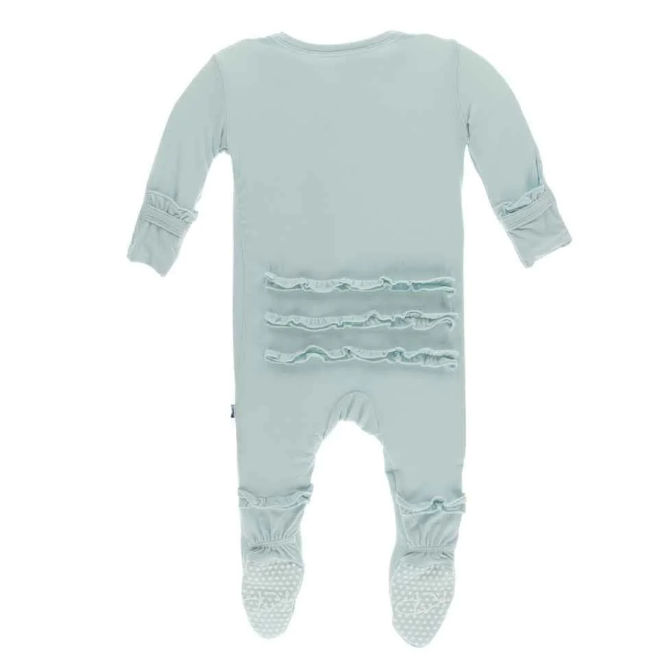 Solid Classic Ruffle Footie with Snaps - Spring Sky - Image 2