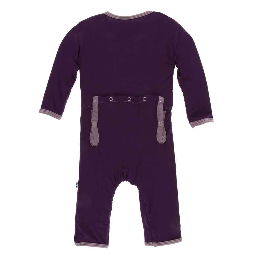 Solid Bamboo Coverall with Snaps - Wine Grapes with Raisin - Image 2