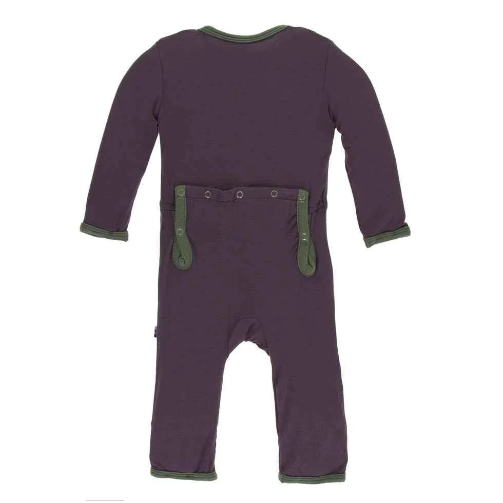 Solid Bamboo Coverall with Zipper - Fig with Succulent - Image 2