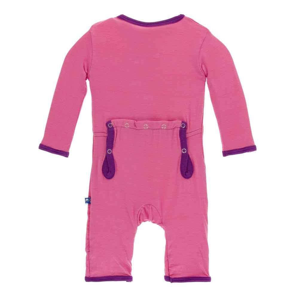 Solid Bamboo Coverall with Zipper - Flamingo with Starfish - Image 2