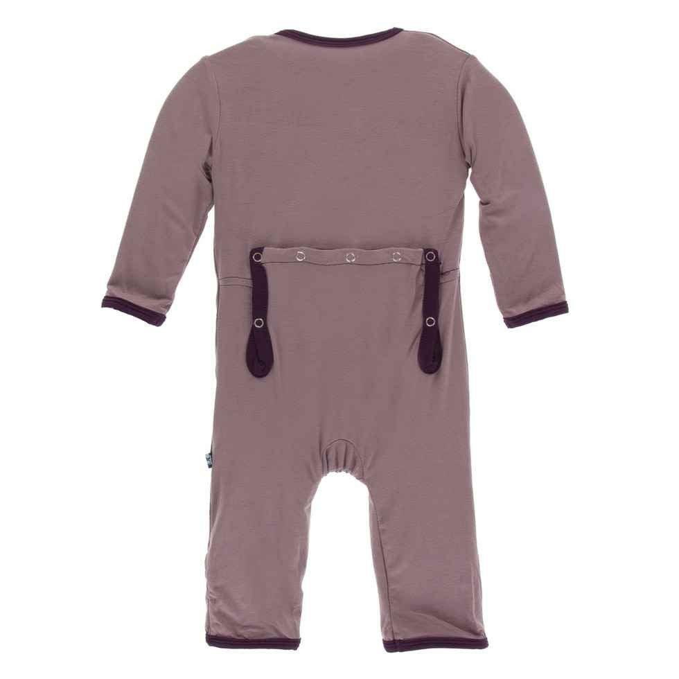 Solid Bamboo Coverall with Zipper - Raisin with Wine Grapes - Image 2