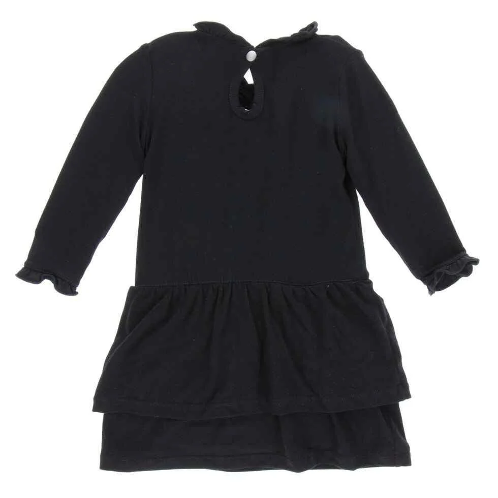 Solid Bamboo Long Sleeve Drop Waist Dress, Midnight - Image 2