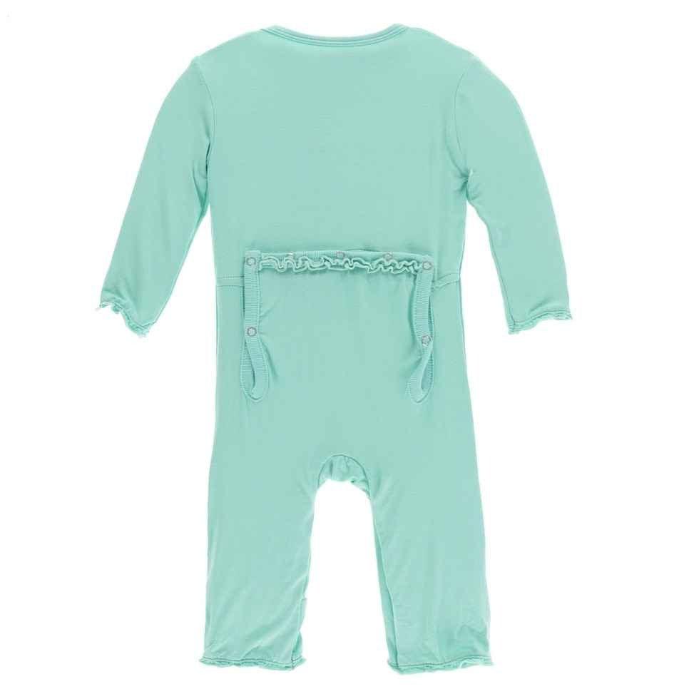 Solid Bamboo Muffin Ruffle Coverall with Snaps - Glass - Image 2