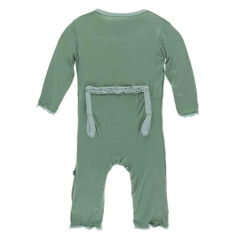 Solid Bamboo Muffin Ruffle Coverall with Snaps - Shore with Spring Sky - Image 2