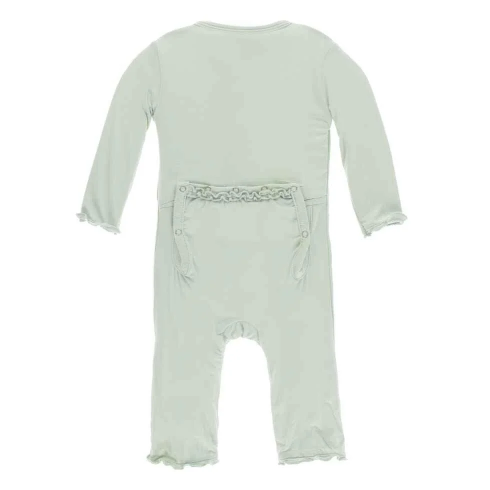 Solid Bamboo Muffin Ruffle Coverall with Zipper - Aloe - Image 2