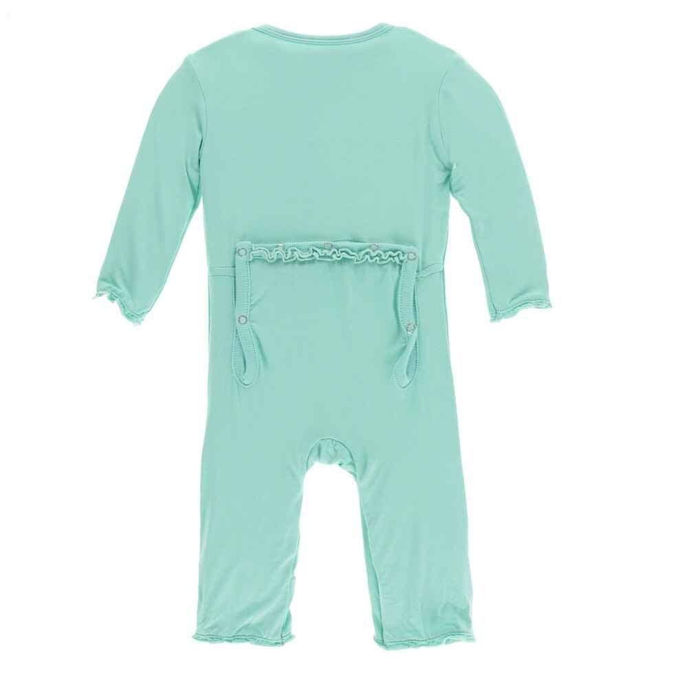 Solid Bamboo Muffin Ruffle Coverall with Zipper - Glass - Image 2