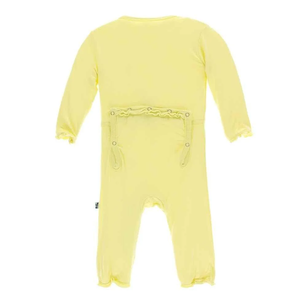 Solid Bamboo Muffin Ruffle Coverall with Zipper - Lime Blossom - Image 2