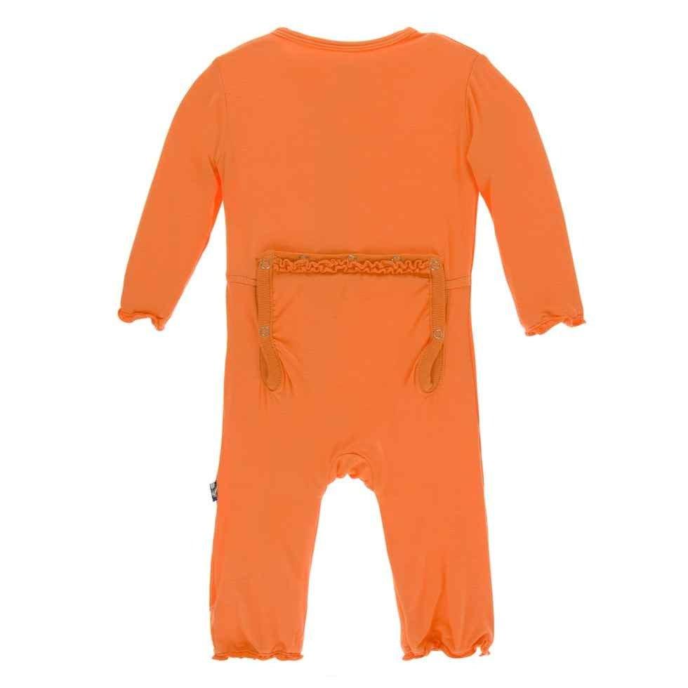 Solid Bamboo Muffin Ruffle Coverall with Zipper - Nectarine - Image 2