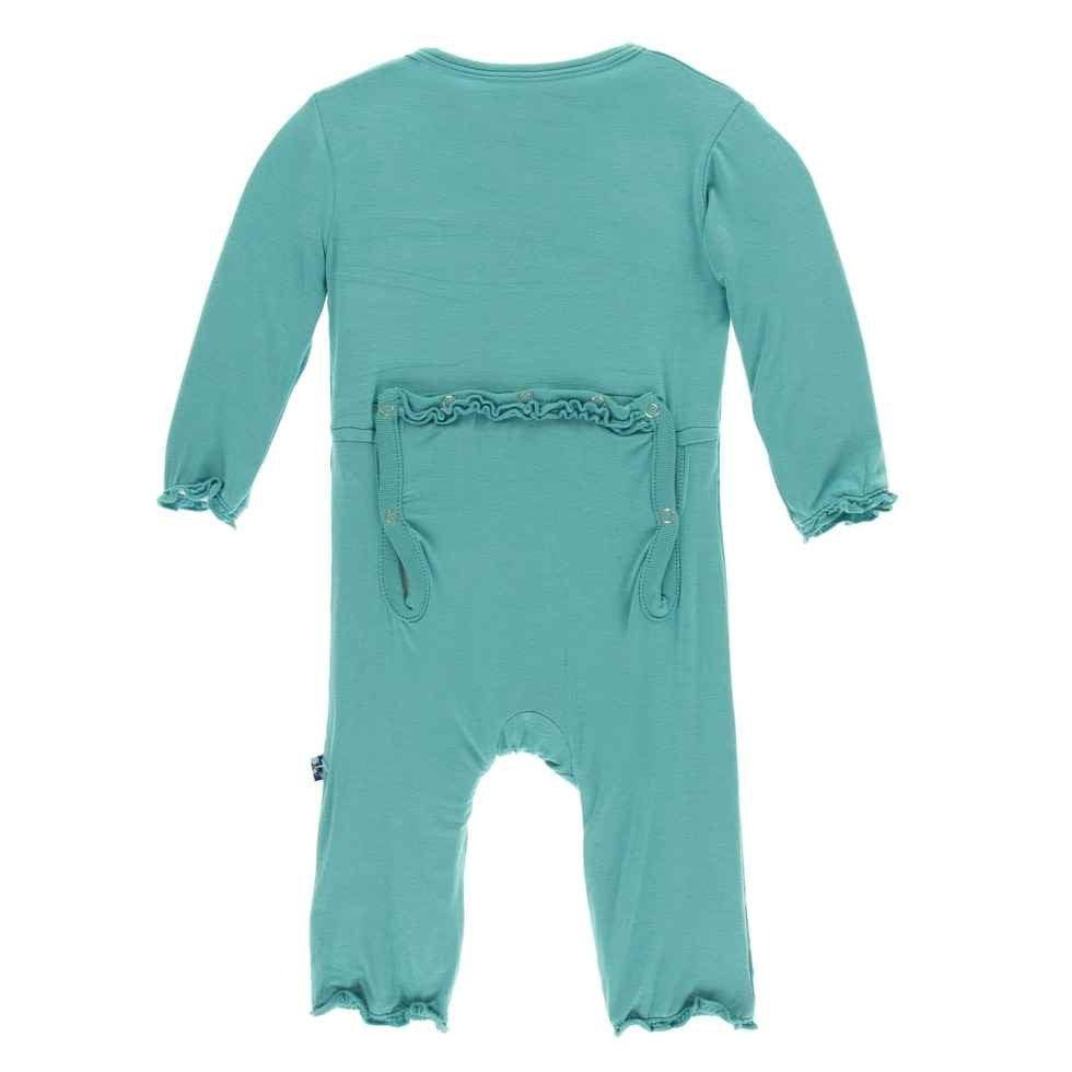 Solid Bamboo Muffin Ruffle Coverall with Zipper - Neptune - Image 2