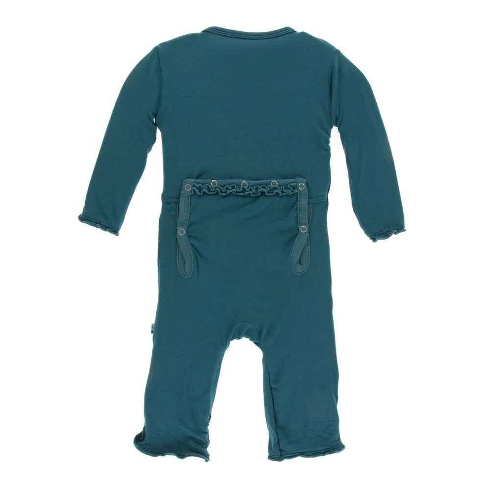 Solid Bamboo Muffin Ruffle Coverall with Zipper - Oasis - Image 2