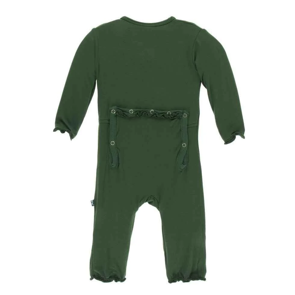 Solid Bamboo Muffin Ruffle Coverall with Zipper - Topiary - Image 2