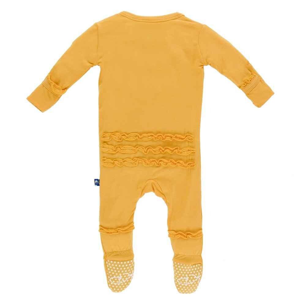 Solid Bamboo Muffin Ruffle Footie with Snaps, Fuzzy Bee - Image 2