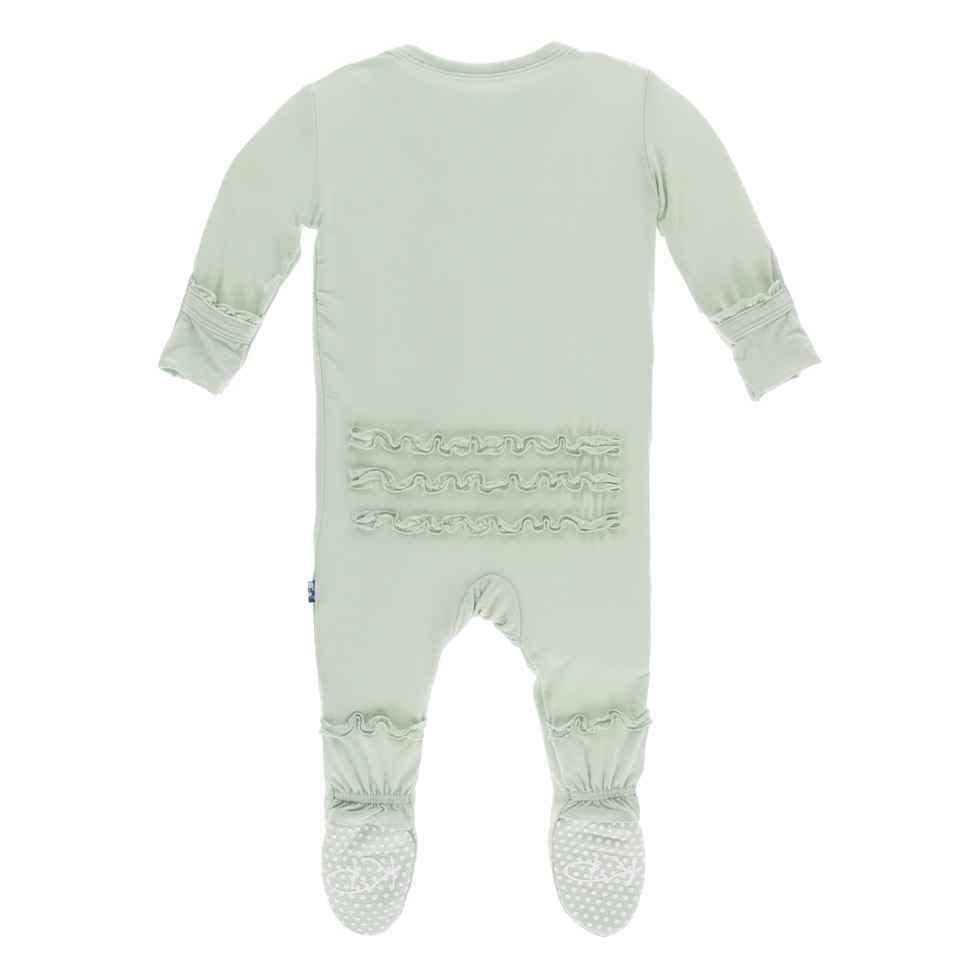 Solid Bamboo Muffin Ruffle Footie with Snaps - Aloe - Image 2