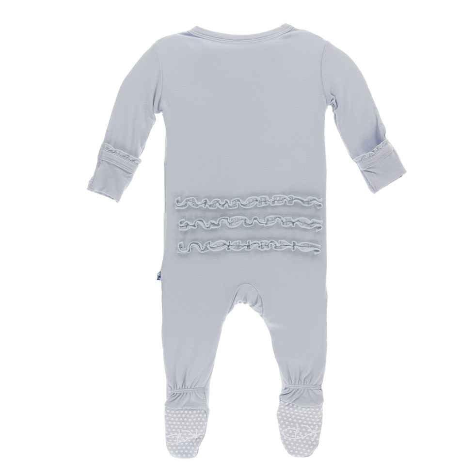 Solid Bamboo Muffin Ruffle Footie with Snaps - Dew - Image 2