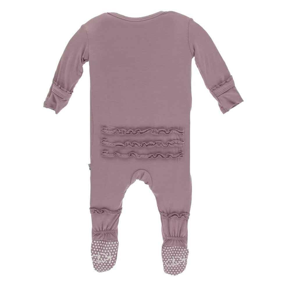 Solid Bamboo Muffin Ruffle Footie with Snaps - Elderberry - Image 2