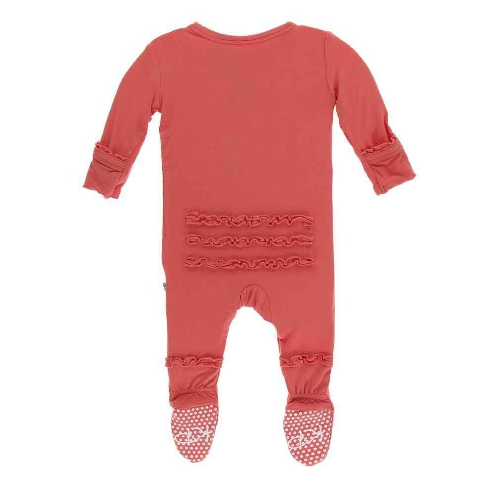 Solid Bamboo Muffin Ruffle Footie with Snaps - English Rose - Image 2