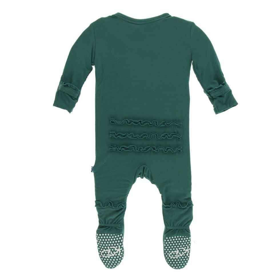 Solid Bamboo Muffin Ruffle Footie with Snaps - Ivy - Image 2