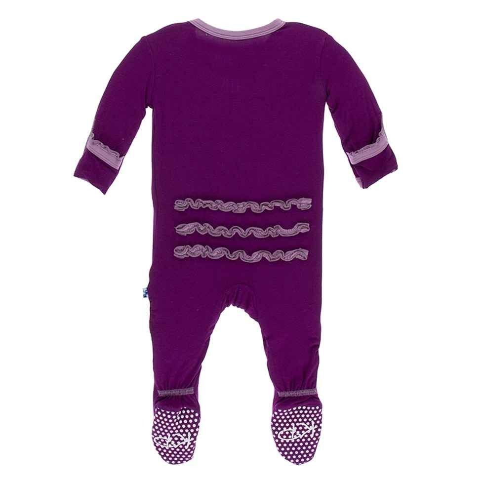 Solid Bamboo Muffin Ruffle Footie with Snaps - Melody with Pegasus - Image 2