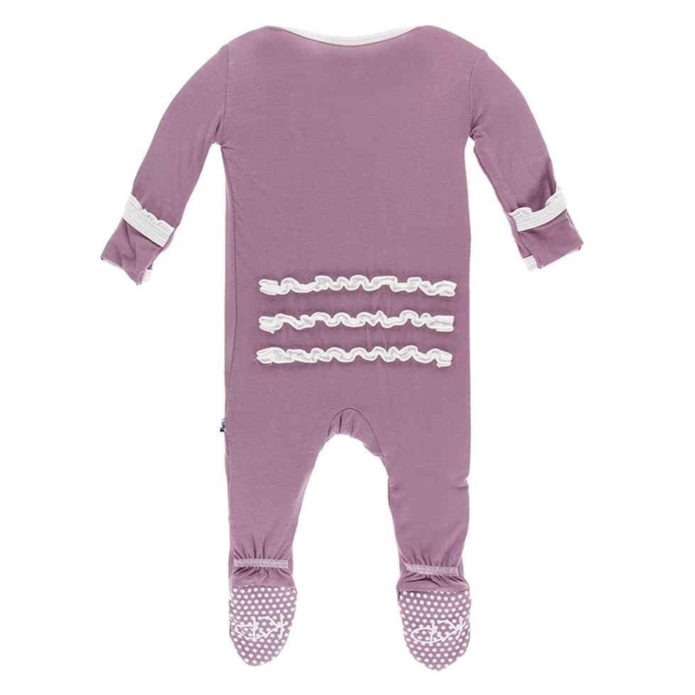 Solid Bamboo Muffin Ruffle Footie with Snaps - Pegasus with Natural - Image 2