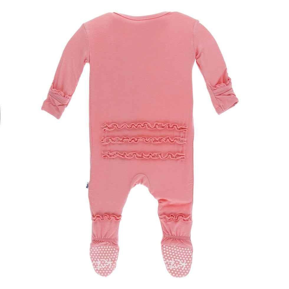 Solid Bamboo Muffin Ruffle Footie with Snaps - Strawberry - Image 3