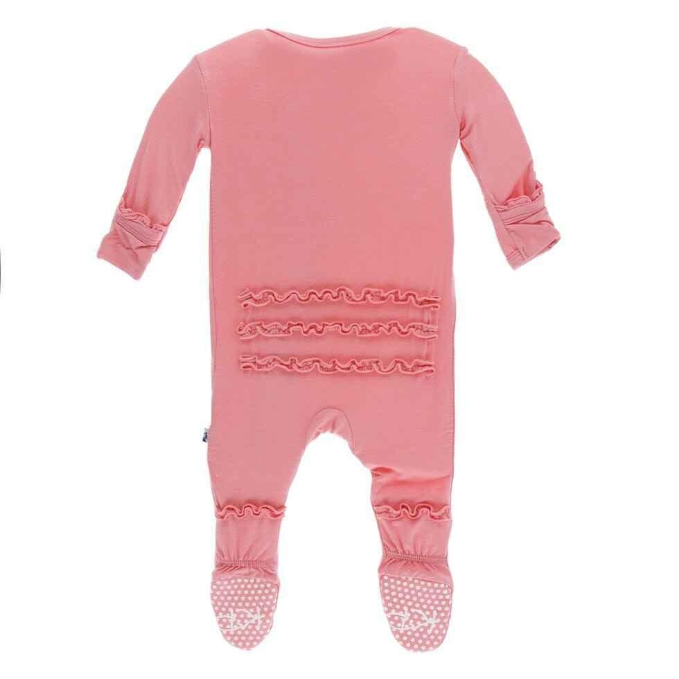 Solid Bamboo Muffin Ruffle Footie with Snaps - Strawberry - Image 4