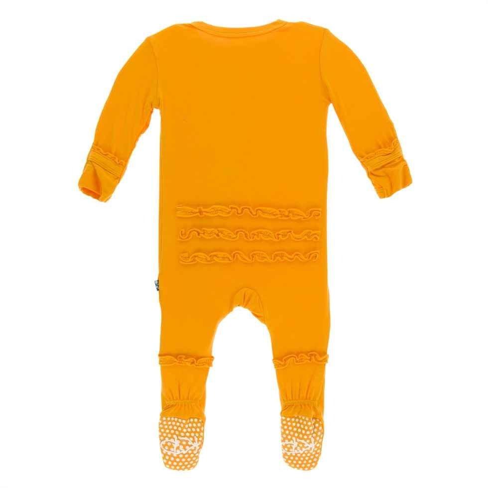 Solid Bamboo Muffin Ruffle Footie with Snaps - Tamarin - Image 2