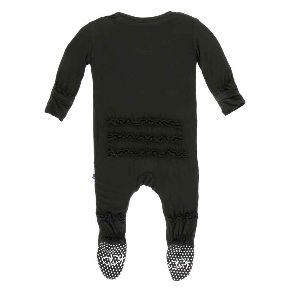 Solid Bamboo Muffin Ruffle Footie with Snaps - Zebra - Image 2