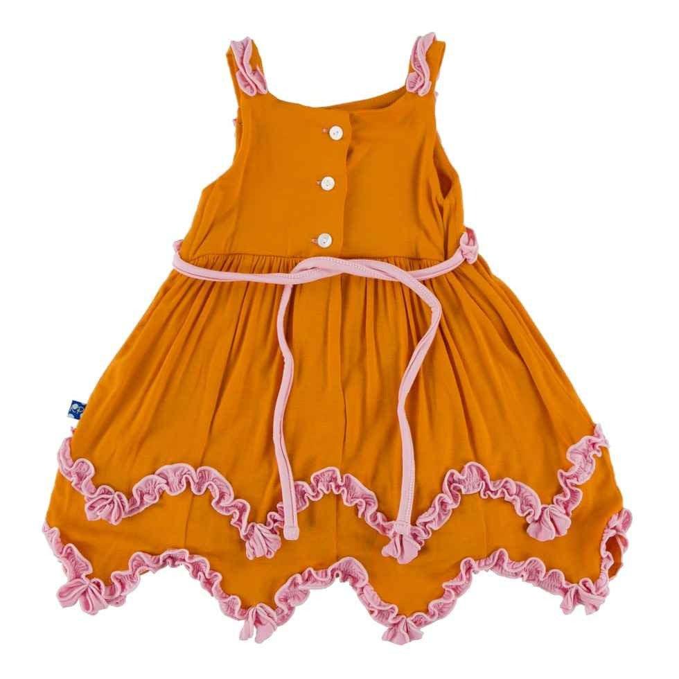 Solid Bamboo Ruffle Dress Romper Lotus with Sunset with Lotus - Image 2