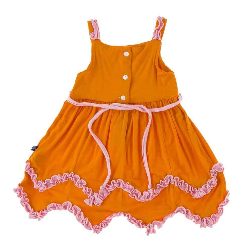 Solid Bamboo Ruffle Tank Dress with Bloomer - Sunset with Lotus - Image 2