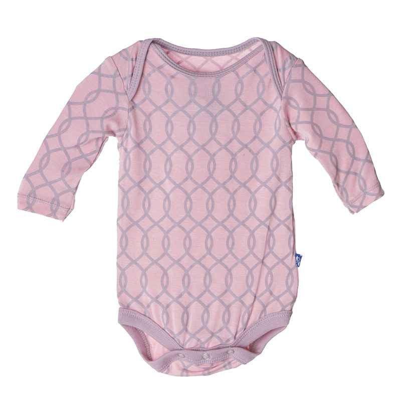 Bamboo Long Sleeve Bodysuit, Sweet Pea Lattice - Image 4