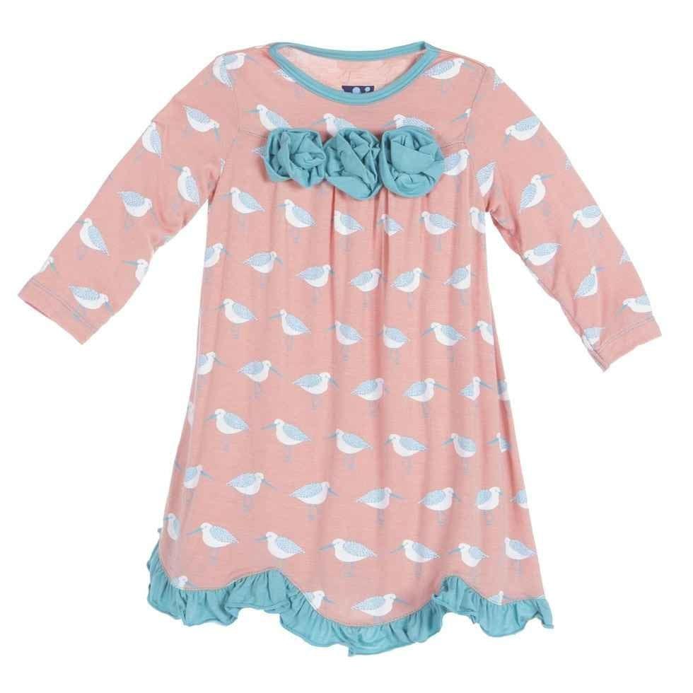 Bamboo Long Sleeve Flower Dress, Blush Sandpiper - Image 2