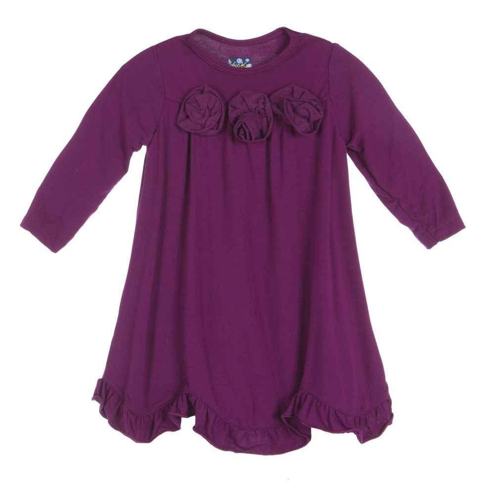 Solid Bamboo Long Sleeve Flower Dress, Melody - Image 2