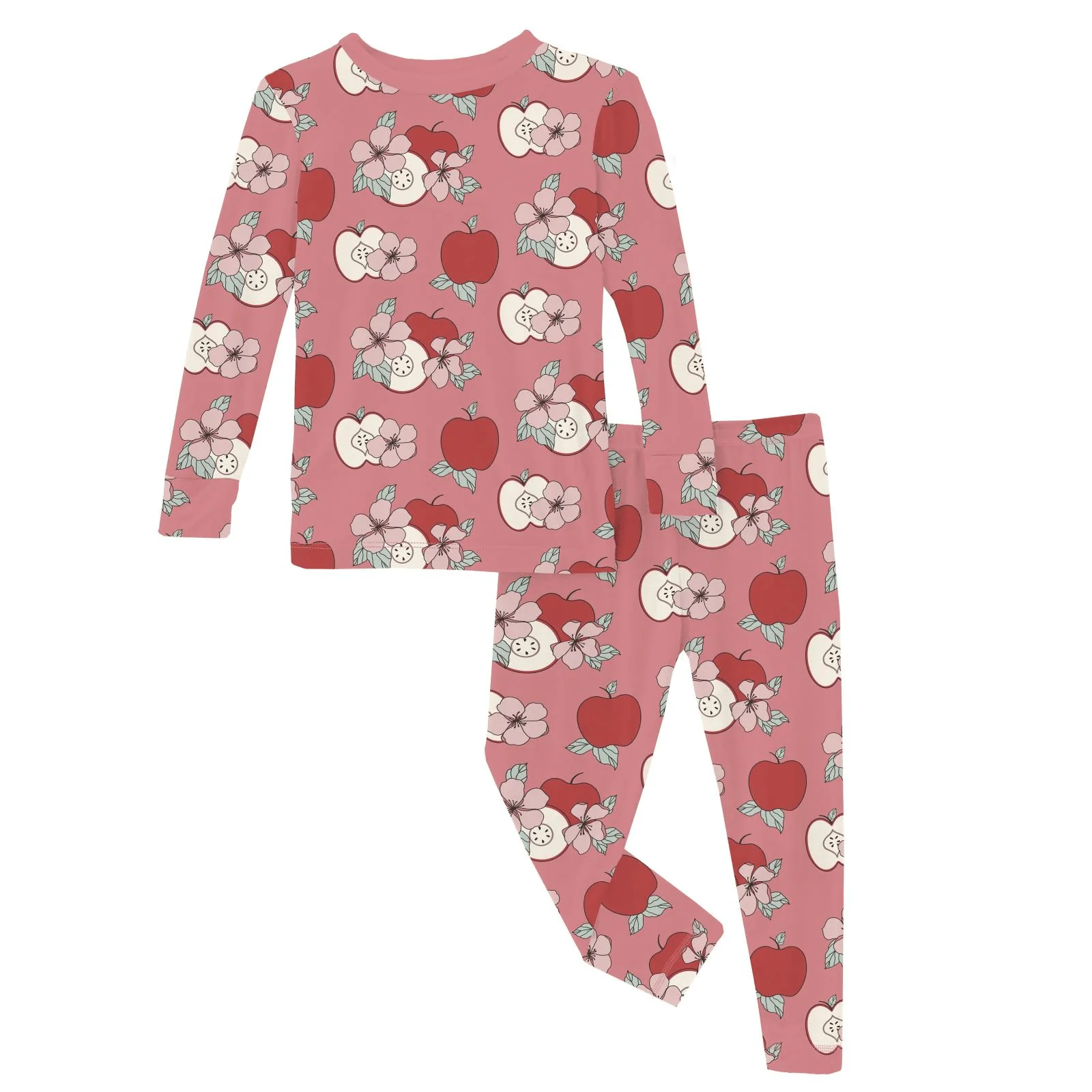 Bamboo Long Sleeve Pajama Set - Desert Rose Apple Picking