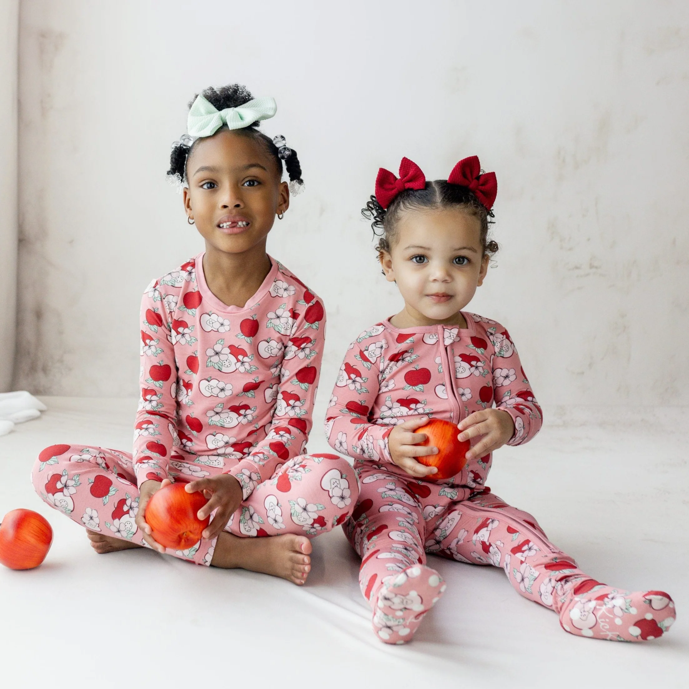 Bamboo Long Sleeve Pajama Set - Desert Rose Apple Picking - Image 2