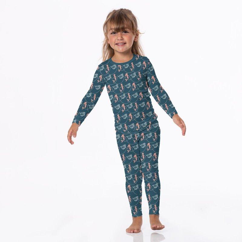 Bamboo Long Sleeve Pajama Set - Peacock Mermaids & Pearls - Image 2