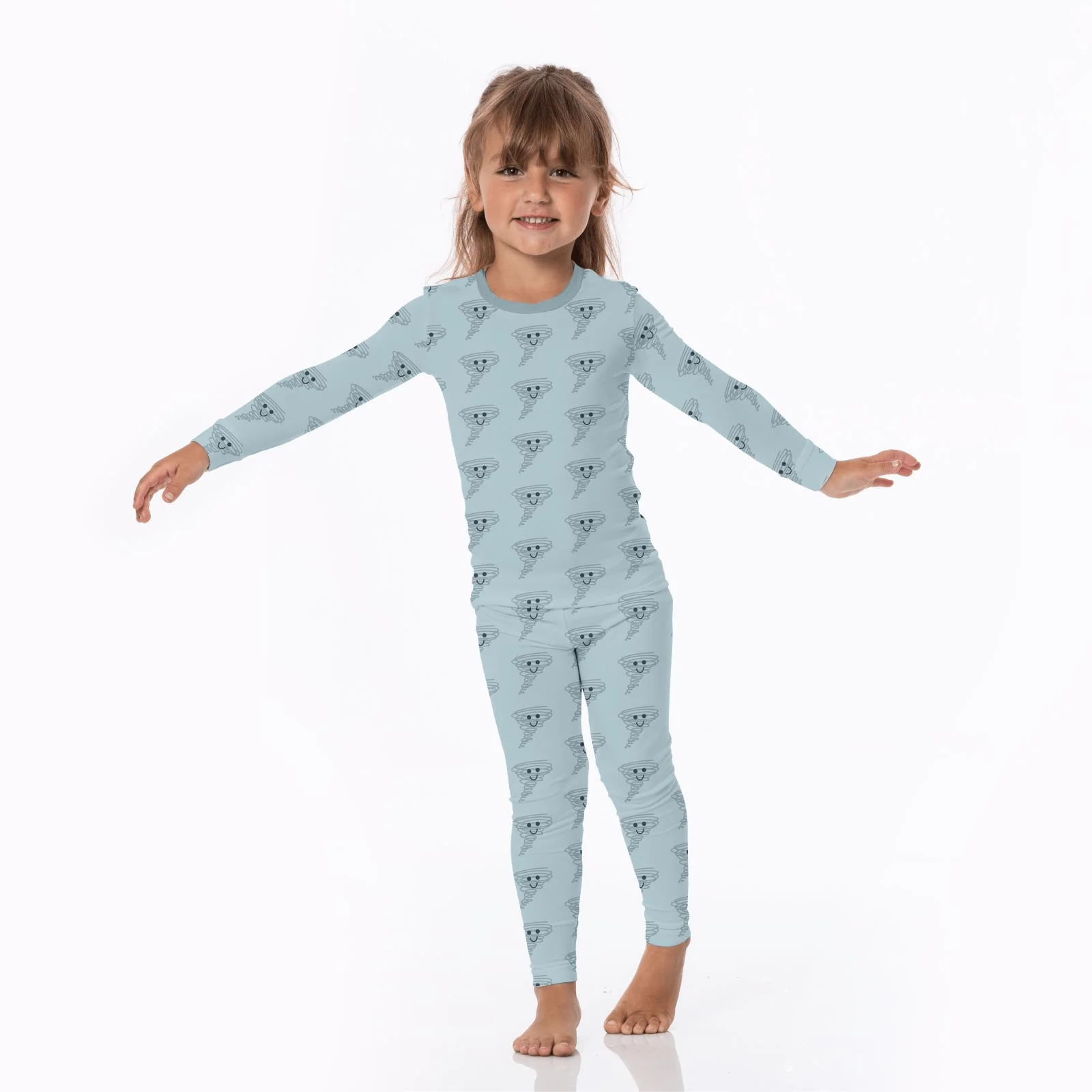 Bamboo Long Sleeve Pajama Set - Spring Sky Happy Tornado - Image 2