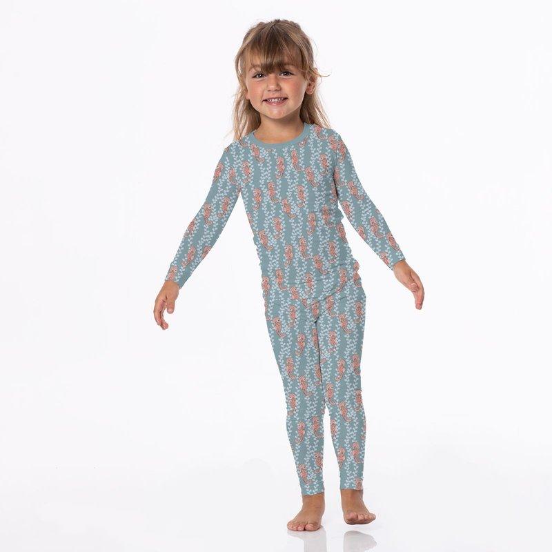 Bamboo Long Sleeve Pajama Set - Stormy Sea Seahorses - Image 2