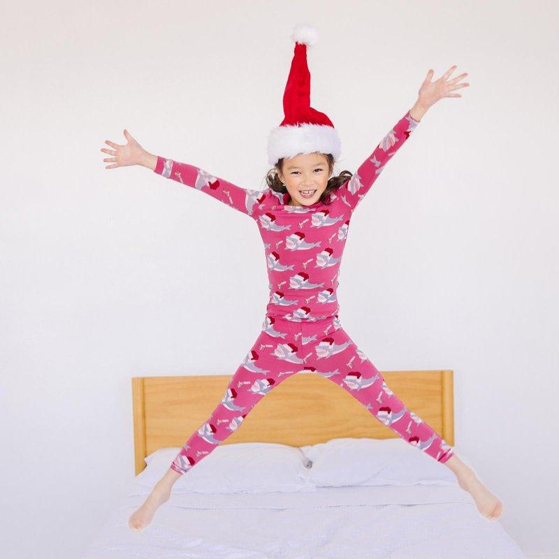Bamboo Long Sleeve Pajama Set - Winter Rose Holiday Sharks - Image 2