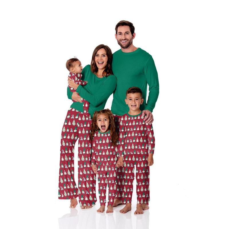 Bamboo Long Sleeve Relaxed Tee & Pajama Pants Set - Crimson Gnomes - Image 2