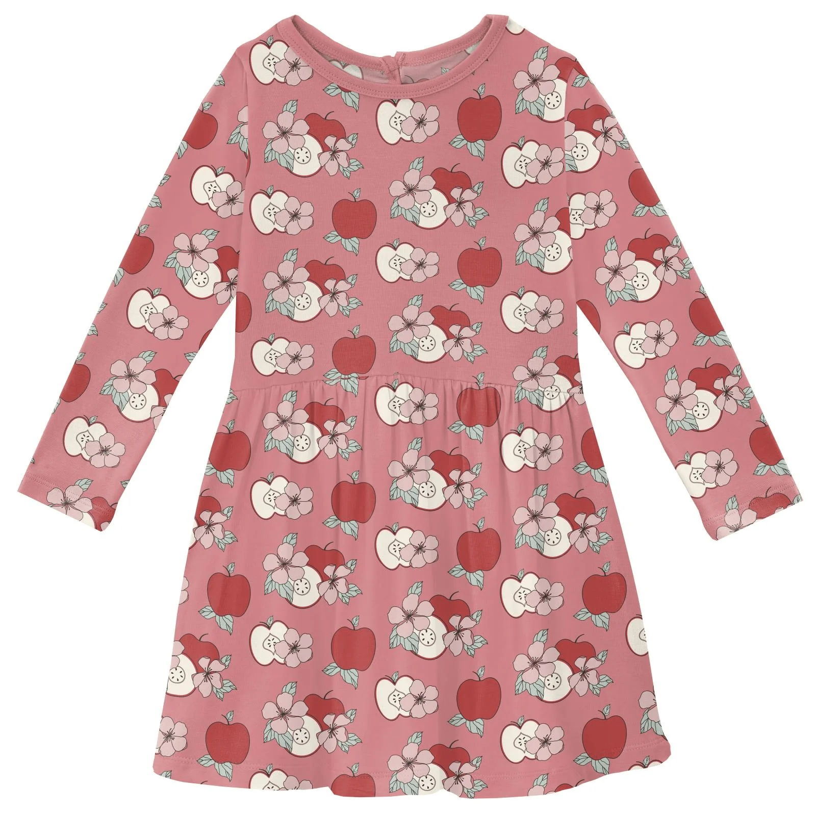 Bamboo Long Sleeve Twirl Dress with Pockets - Desert Rose Apple Picking