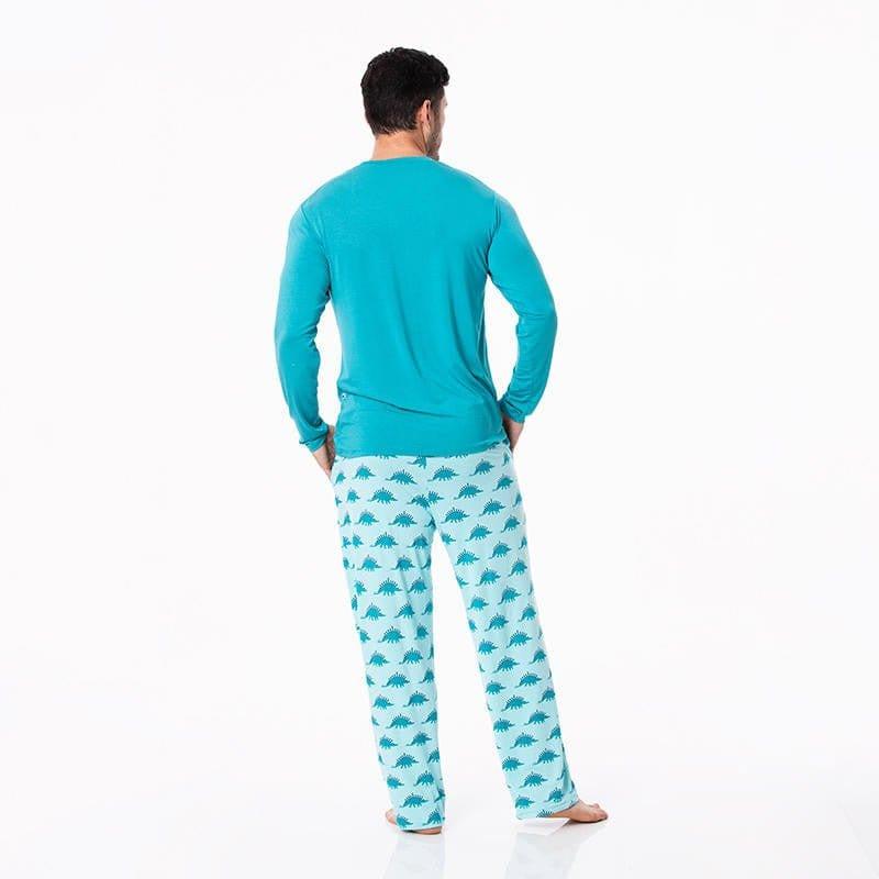 Men's Print Bamboo Long Sleeve Pajama Set - Iceberg Menorahsaurus - Image 2