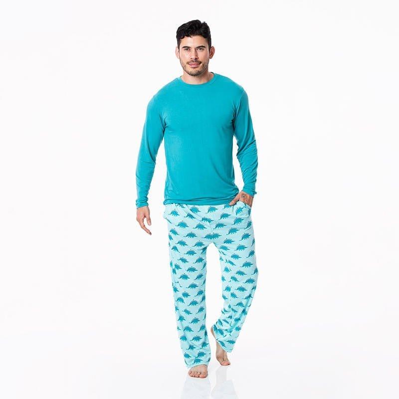 Men's Print Bamboo Long Sleeve Pajama Set - Iceberg Menorahsaurus - Image 4