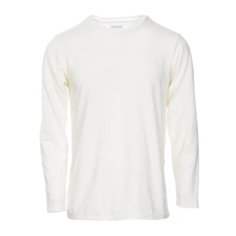 Men's Solid Bamboo Long Sleeve Crew Neck Tee Shirt - Natural (WCA22) - Image 2